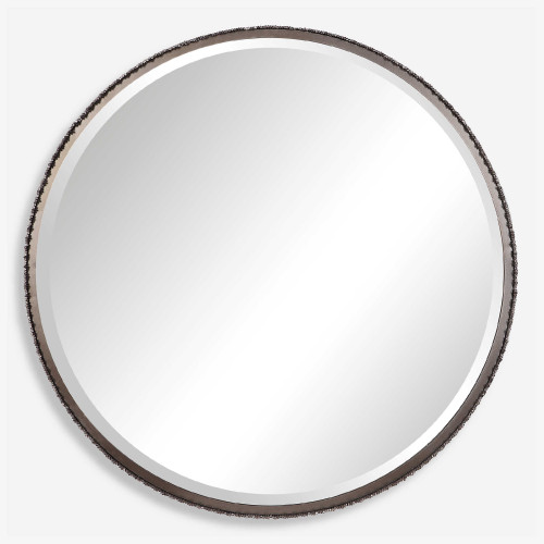 40” Steel Silver Ada Round Wall Mirror - IMAGE 1