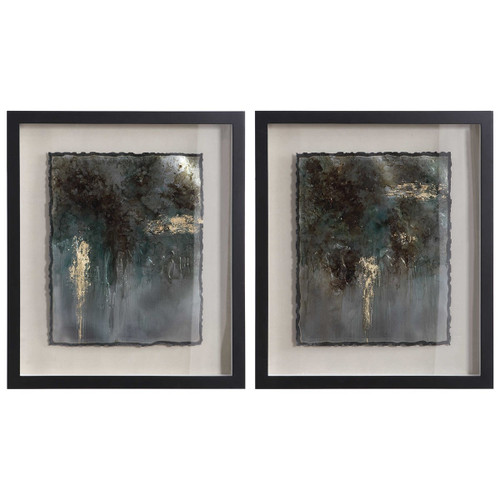 Set of 2 Rustic Patina Framed Wall Painting 29" - IMAGE 1