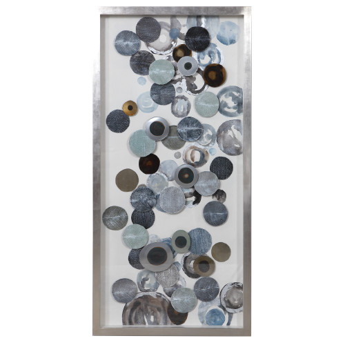 Abstract Overlapping Disc Shadow Box Hanging Wall Decoration - 58.5" - Blue and Brown - IMAGE 1