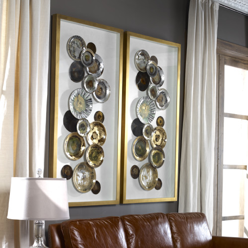 58’’ Contemporary Painted Plate Shadow Box Hanging Wall Art - IMAGE 1