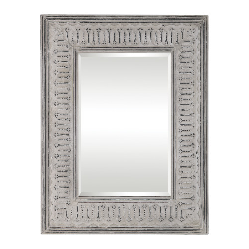 40" White Wash Metal Rectangle Hanging Wall Mirror - IMAGE 1