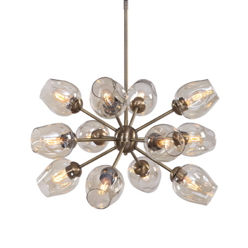 12-Light Sputnik Ceiling Chandelier - 32.5" - Brass Finish - IMAGE 1