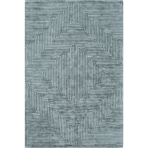 6' x 9' Geometric Patterned Sage Green and Grey Rectangular Area Throw Rug - IMAGE 1