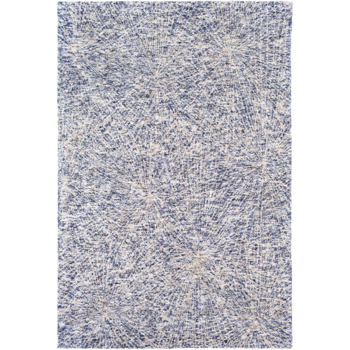 8' x 10' Contemporary Style Navy Blue and Brown Rectangular Area Throw Rug - IMAGE 1