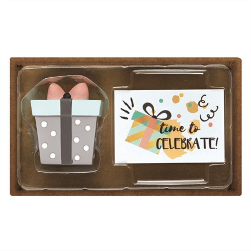 Time to Celebrate Small Gift Box with Card Set - 5.75" - Brown and White - Set of 2 - IMAGE 1