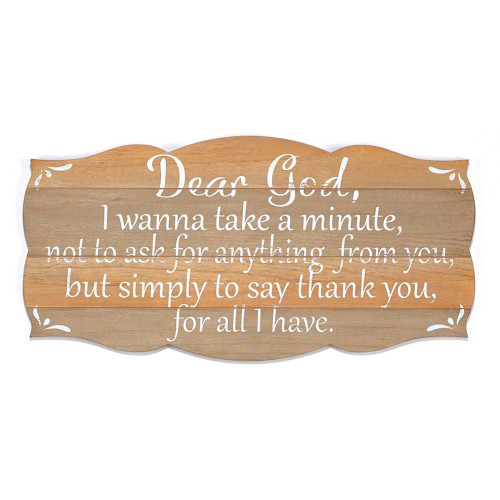 23.5" Brown and White Dear God Wall Plaque - IMAGE 1