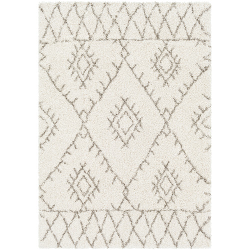 5'3” x 7'3” Tribal Geometric Design Ivory and Brown Rectangular Area Throw Rug - IMAGE 1