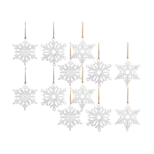Set of 12 White Snowflakes Iron Ornament - IMAGE 1