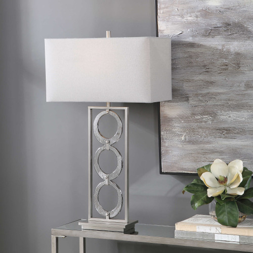 31.75" Modern Table Lamp with Gray Rectangle Drum Shade - IMAGE 1