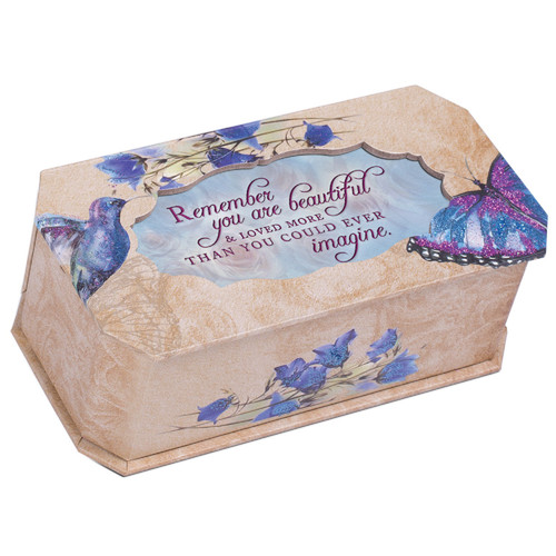 Remember You Are Beautiful Musical Storage Box - 6" - Beige - IMAGE 1