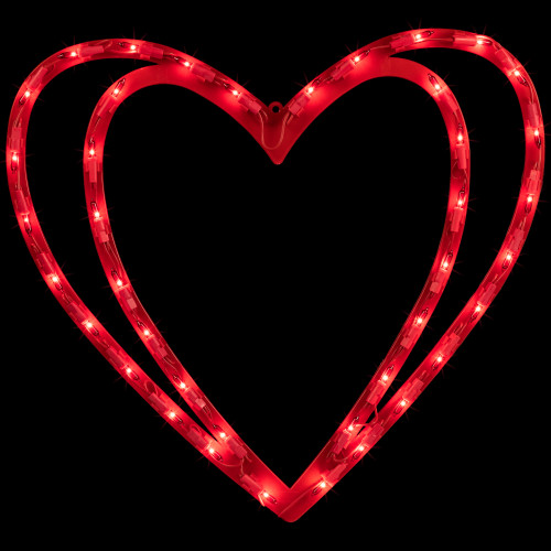 Lighted Double Heart Inset Valentine's Day Window Silhouette - 17" - Red - IMAGE 1