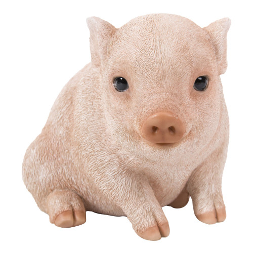 5.75" Chubby Piglet Sitting Outdoor Garden Statue - IMAGE 1