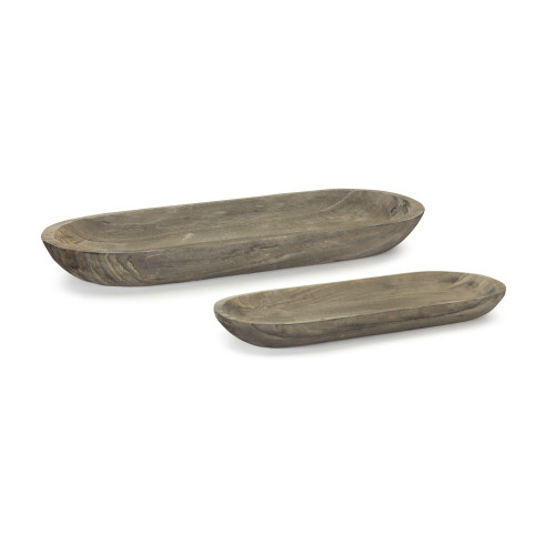 Set 2 Rustic Wooden Tabletop Trays 23.75" - IMAGE 1