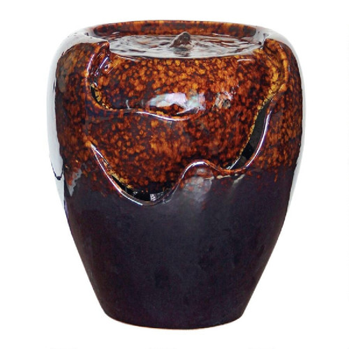 Burnt Umbra Ceramic Jar Garden Fountain - 12.5" - IMAGE 1
