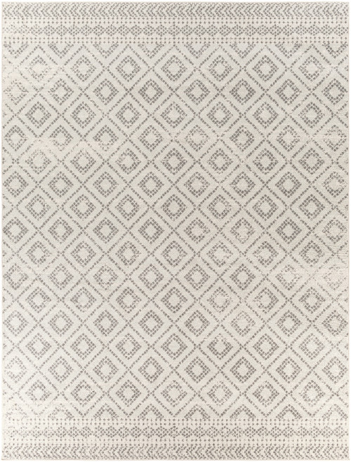 7.8' x 10.25' Gray and White Geometric Rectangular Area Throw Rug - IMAGE 1