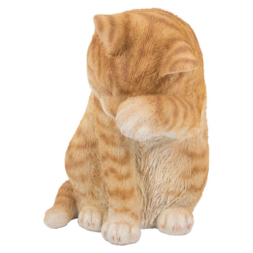 10.25" Tabby Cat Short Hair Washing Outdoor Garden Statue - IMAGE 1
