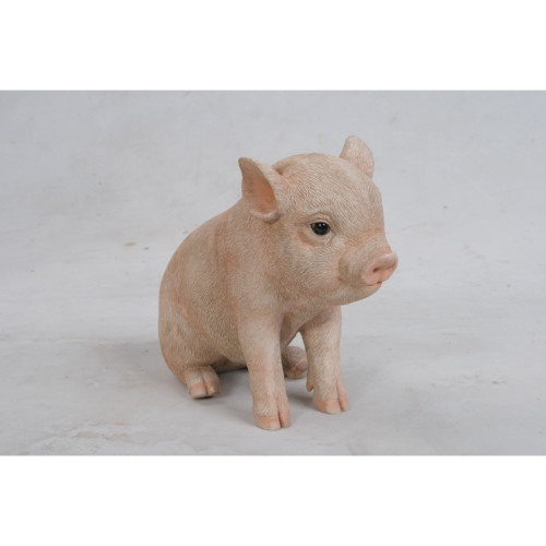 7.5" Pink and Light Gray Baby Pig Outdoor Figurine - IMAGE 1