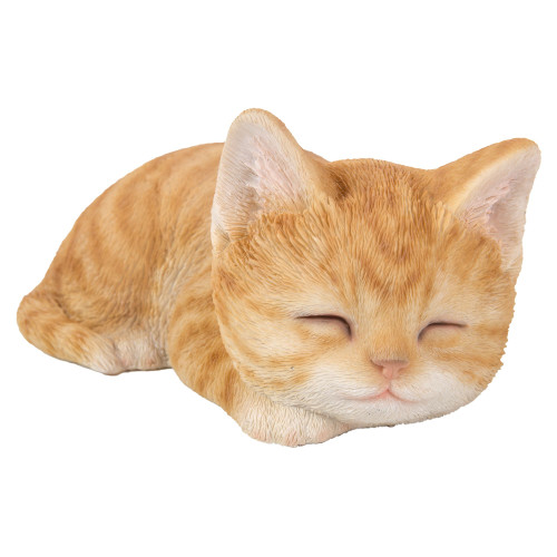 7" Sleeping Tabby Kitten Outdoor Garden Statue - IMAGE 1