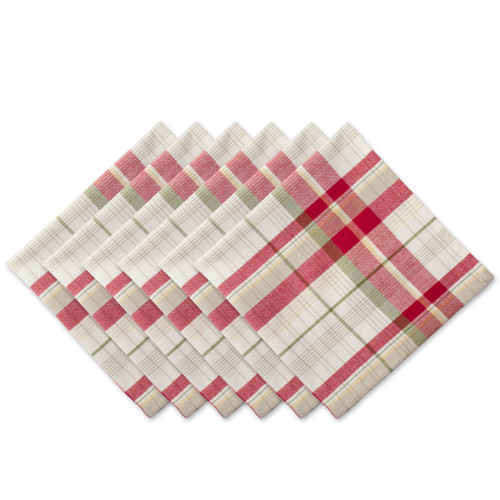 Set of 6 Red and White Plaid Square Napkins 20" - IMAGE 1