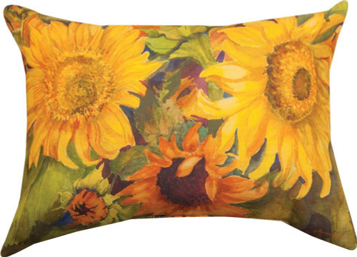 18" Yellow and Orange Sunflowers Floral Rectangular Throw Pillow - IMAGE 1