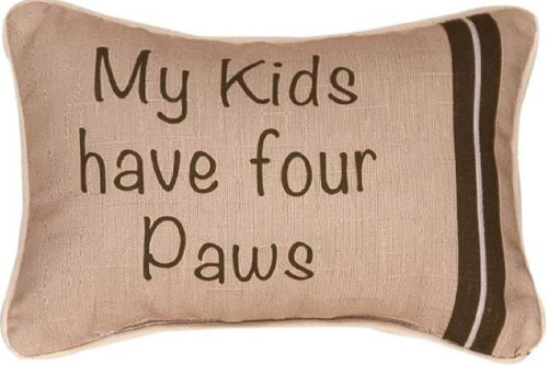 Beige and Brown Dog Text Print Rectangular Throw Pillow with Flange 12.5" - IMAGE 1