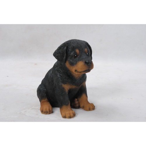Sitting Rottweiler Puppy Outdoor Garden Statue - 6.5" - IMAGE 1