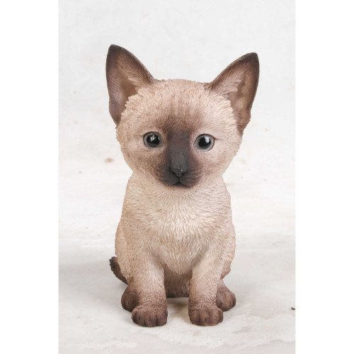 7.5" Sitting Siamese Kitten Outdoor Garden Statue - IMAGE 1