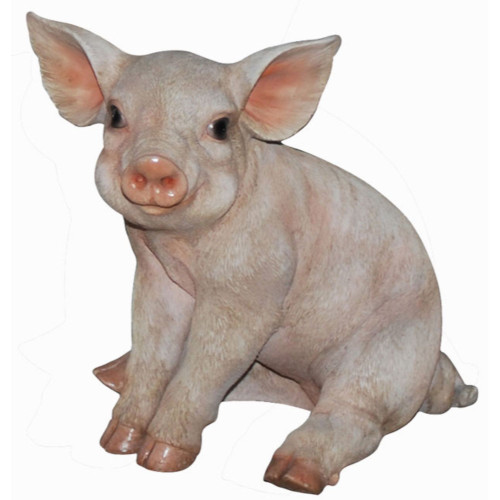 10" Small Sitting Pig Outdoor Garden Statue - IMAGE 1