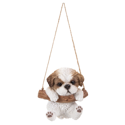 5.5" Hanging Shih Tzu Puppy Outdoor Garden Statue - IMAGE 1