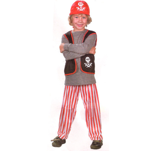 Gray and Red Pirate Boy Child Halloween Costume - Medium - IMAGE 1