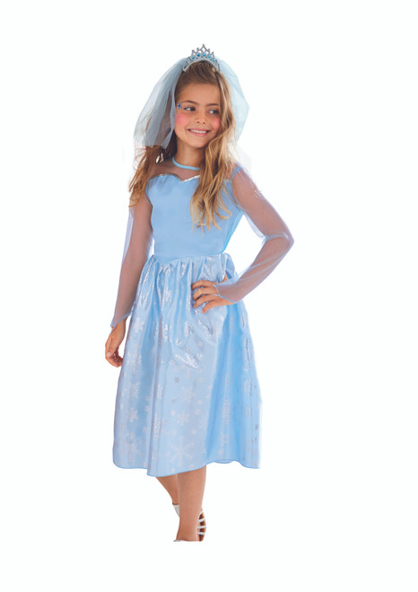 Blue and Silver Ice Princess Girl Child Halloween Costume - Large - IMAGE 1