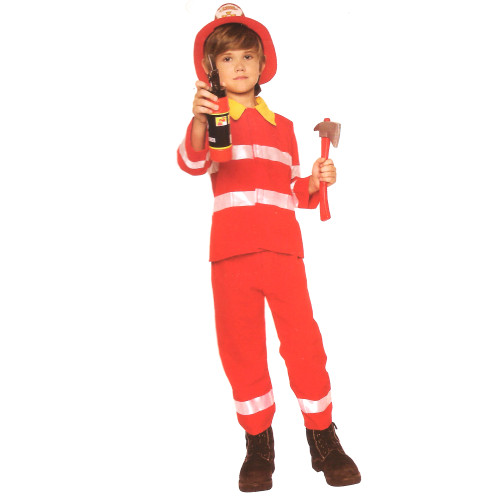 Red and White Firefighter Boy Child Halloween Costume - Medium - IMAGE 1