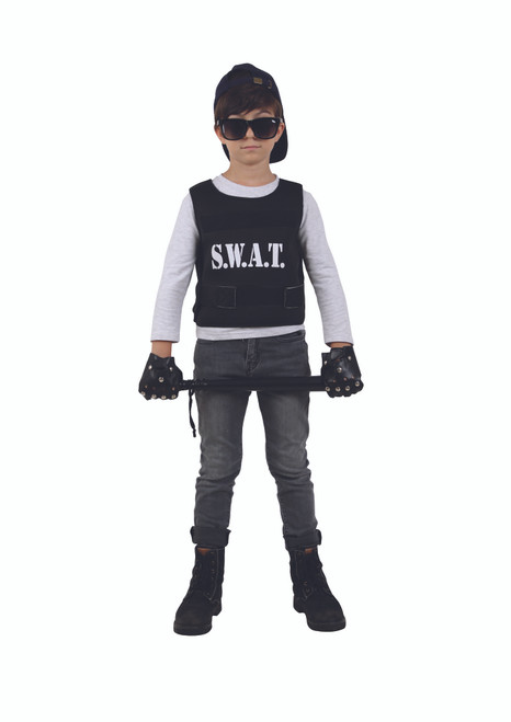 Black and White Police Officer Boy Child Halloween Costume - Small - IMAGE 1