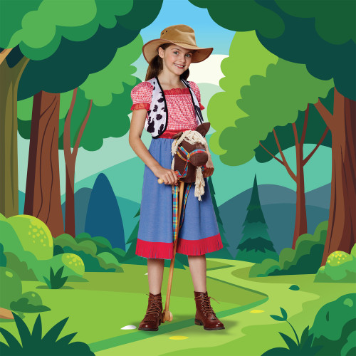 Red and Blue Checkered Cowgirl Child Halloween Costume - Large - IMAGE 1