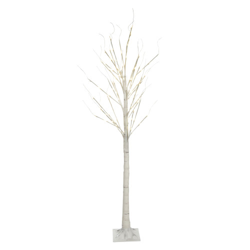 7' Pre-Lit Pencil Birch Artificial Christmas Tree, LED Warm White Lights - IMAGE 1