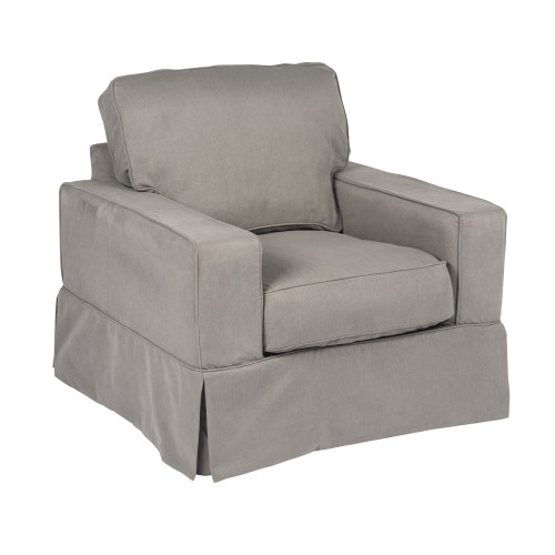 Set of 3 Gray Box Cushion Chair Slipcover 39” - IMAGE 1