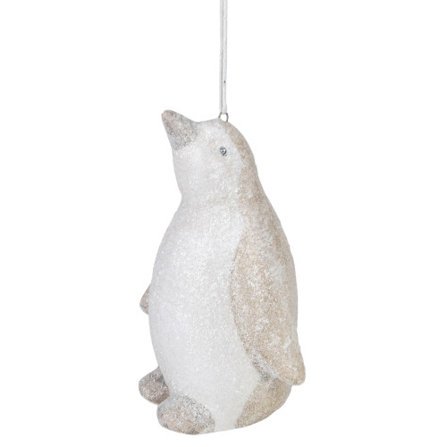 4" White Glitter Standing Penguin Christmas Hanging Ornament - IMAGE 1