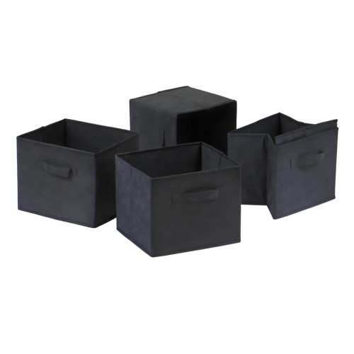 Foldable Storage Basket with Side Handles - 11" - Black - Set of 4 - IMAGE 1