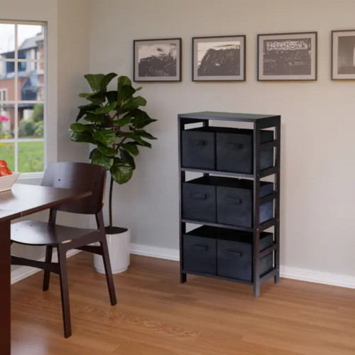 7-Piece Storage Cabinet with Foldable Baskets - 42" - Brown - IMAGE 1