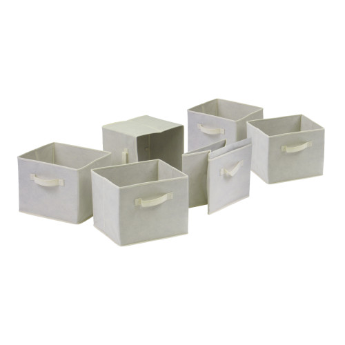 Foldable Fabric Square Storage Baskets - 10.75" - Beige - Set of 6 - IMAGE 1