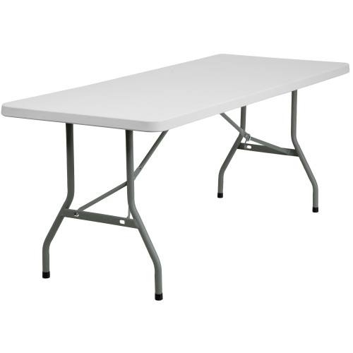 72" Granite White and Gray Contemporary Rectangular Outdoor Patio Folding Table - IMAGE 1