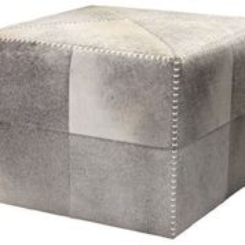 18” Gray Square Large Ottoman in Hide Finished - IMAGE 1