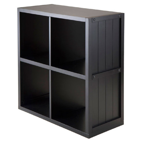 27” Black Storage Shelf with Wainscoting Panel - IMAGE 1