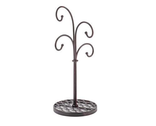 16" Brown Four Arm Modern Wrought Iron Mug Display Tree - IMAGE 1
