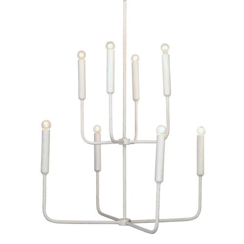 49.5" White Gesso on Metal Two Tier Chandelier - IMAGE 1