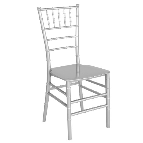 35" Silver Rectangular Outdoor Furniture Patio Stacking Chiavari Chair - IMAGE 1