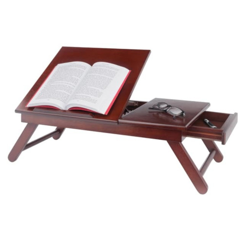 Wooden Flip Top Lap Desk with Foldable Legs - 25.25" - Walnut Finish - IMAGE 1