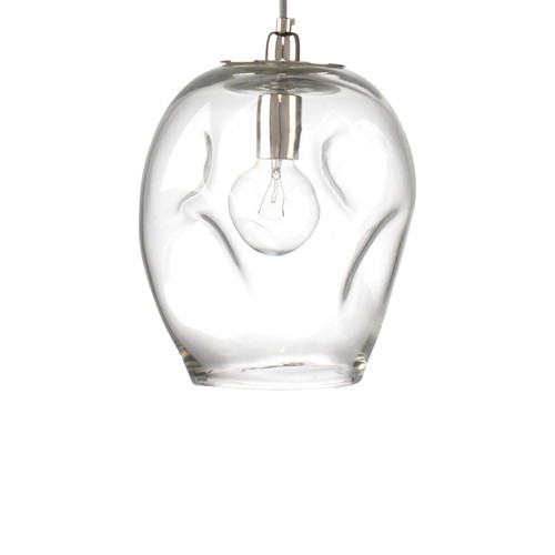 12” Clear Large Dimpled Glass Hanging Pendant Ceiling Light Fixture - IMAGE 1
