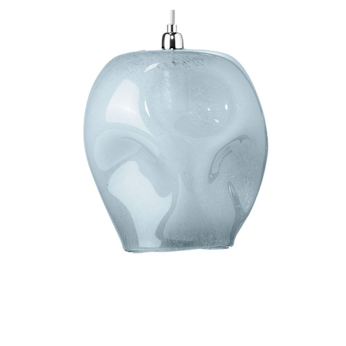 12” Blue Large Dimpled Glass Hanging Pendant Ceiling Light Fixture - IMAGE 1
