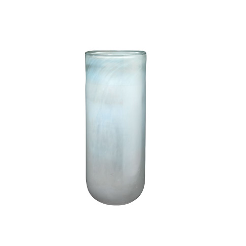 20" Blue Metallic Opal Hand Blown Glass Vase - IMAGE 1